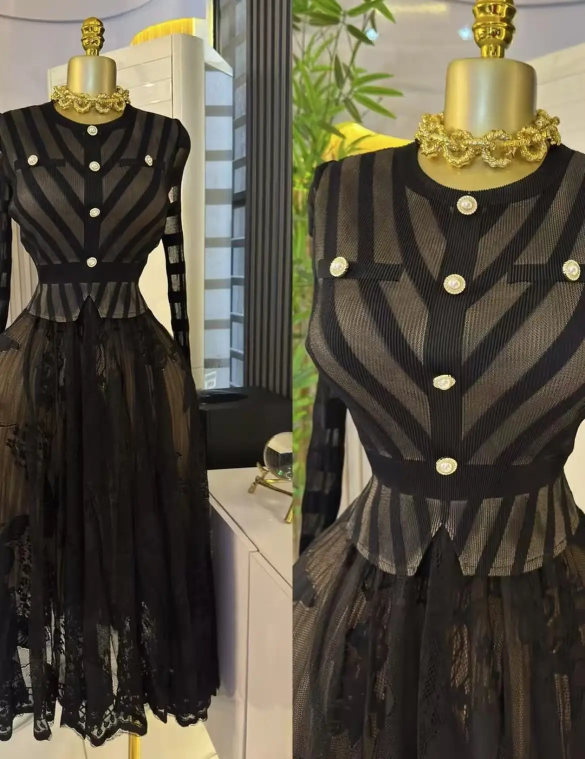 Miyake abito ampio pieghettato vendita calda africana sexy elegante manica lunga vita abiti finti in due pezzi donna 2025 nuovo