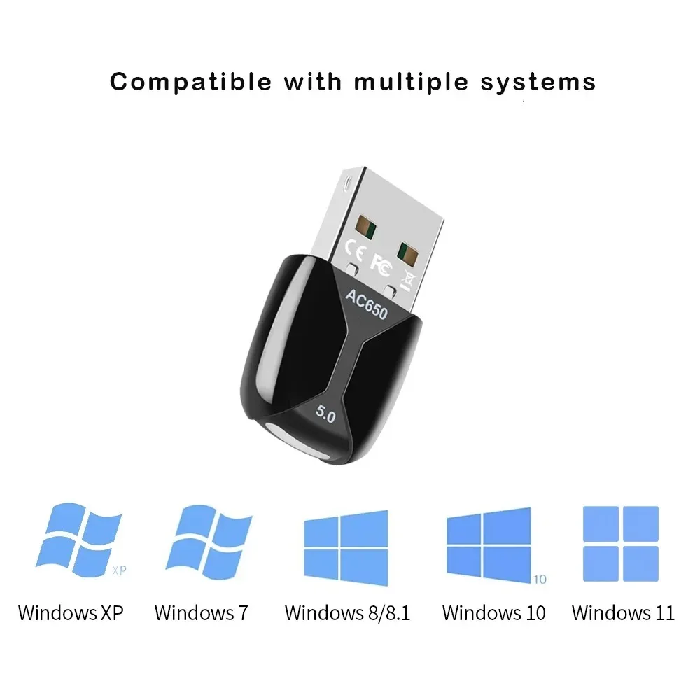 650Mbps USB Wifi Adapter Dual Band 2.4G/5.8Ghz Network Card Wireless Ethernet Card WIFI Lan Adapter Receiver for PC Laptop