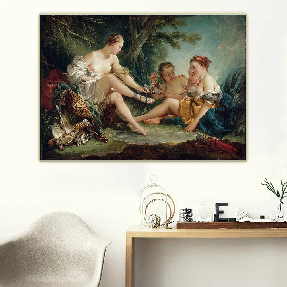 Citon Francois Boucher《Diana Returning from the Hunt》Canvas Oil Painting Artwork Picture Wall Decor Background Home Decoration