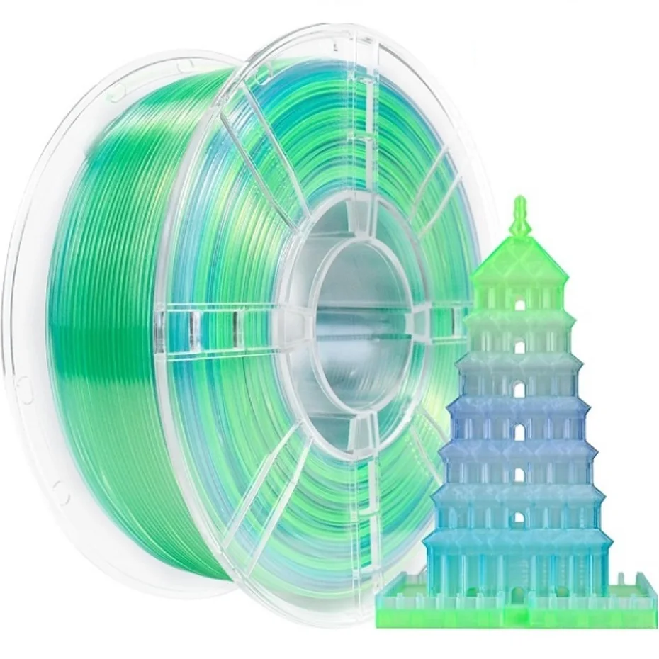 

Crystal Filament PLA 1.75mm 1kg 500g 250g 200g 3D Printer Filament Transparent PLA Gradient Color Change Multicolor Blue Green