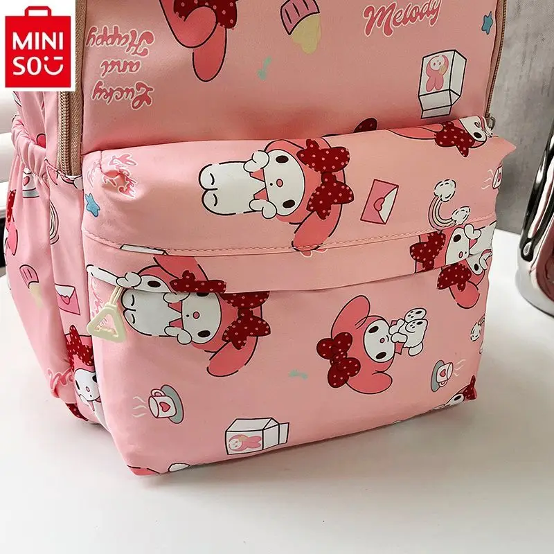 MINISO   San Liou Cute Hello Kitty Lightweight backpack for students, fresh and sweet, large capacity storage backpack