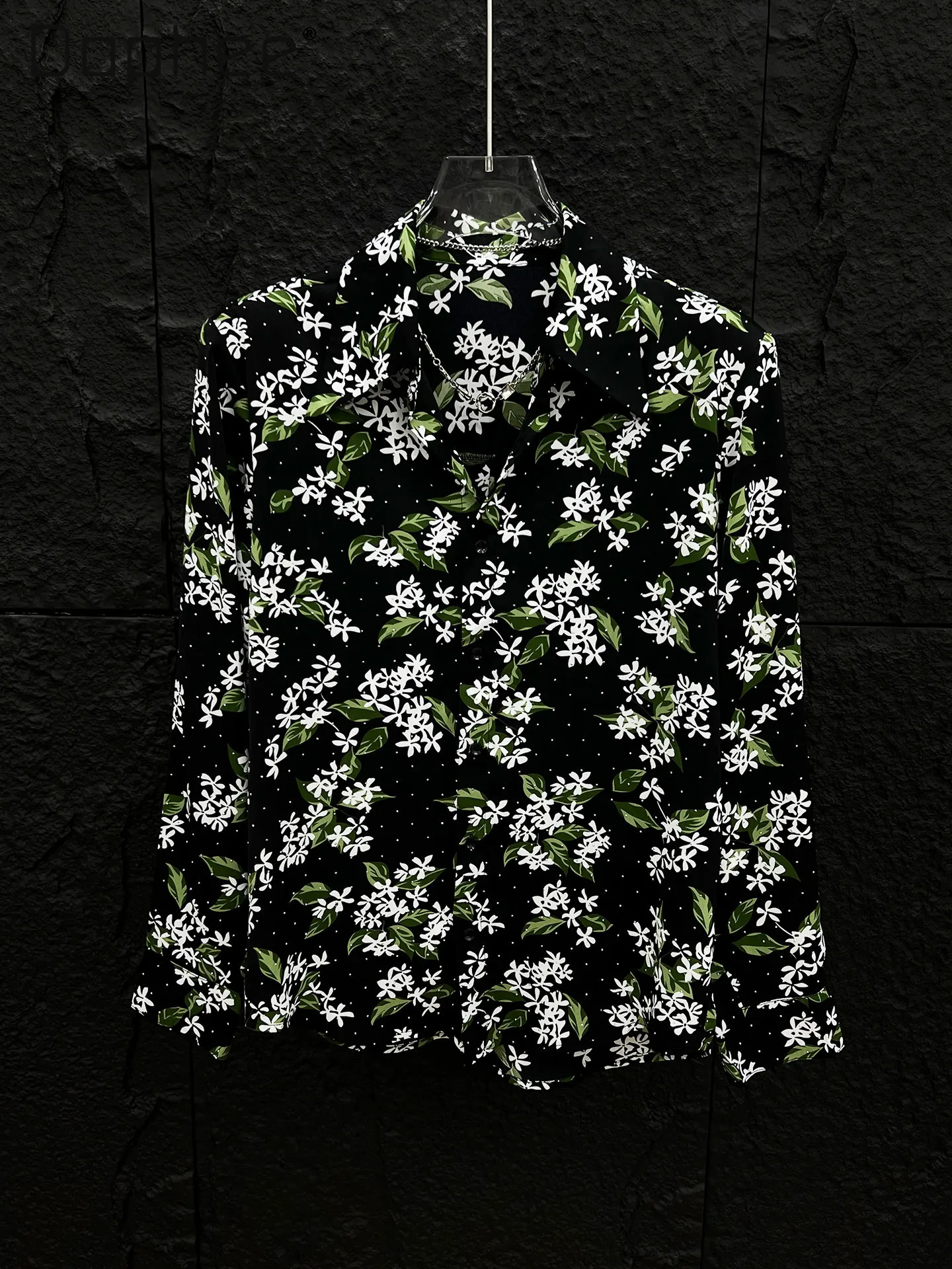 2026 Spring Autumn New Men's Long Sleeve Full Diamond Shirt Fashion Trendy Retro Floral Printed Loose Versatile Shirts Top Men
