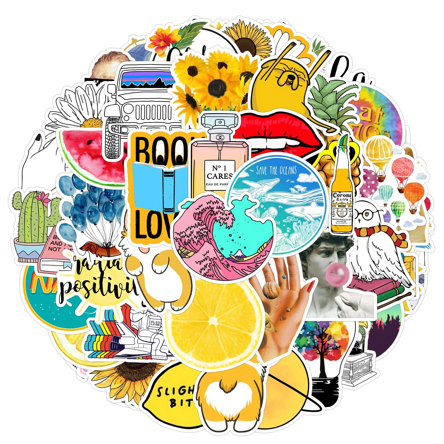 

10/53PCS Cartoon Summer Small Fresh Creative Decoration Graffiti Stickers Toys Gift for Glasses Box Water Cup Mobile Phone Case