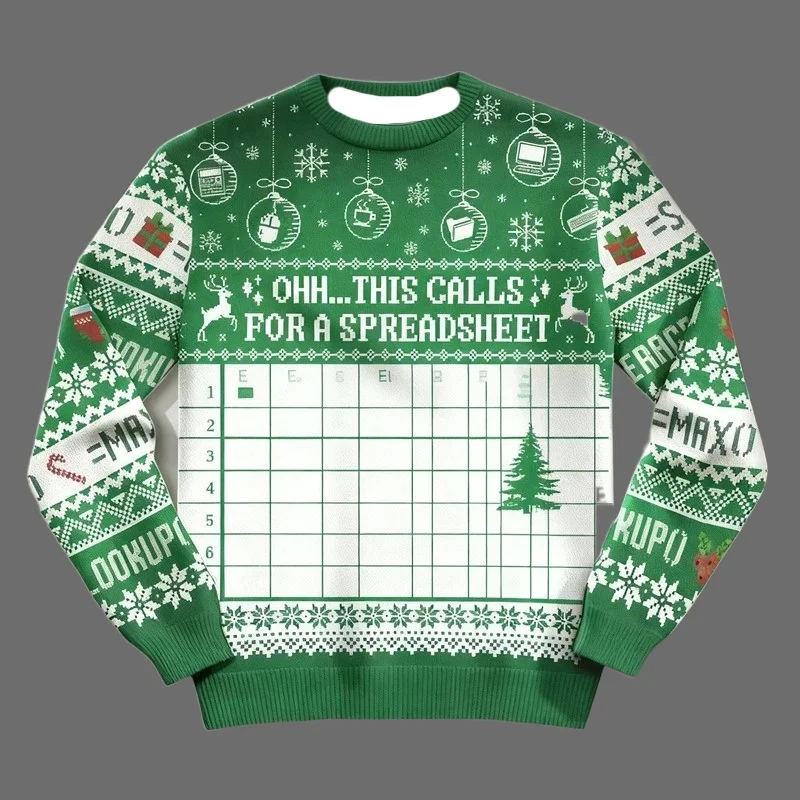 2026 Ohh هذه المكالمات لورقة الموزعة سترة عيد الميلاد القبيحة Excel عيد الميلاد هدية عيد الميلاد محلل البيانات عيد الميلاد البلوزات بلوزات #2