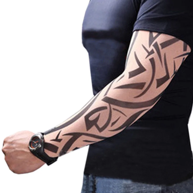 6PCS Set Arts Fake Tijdelijke Tattoo Arm Zonnebrandcrème Mouwen Ontwerpen Tijger Clown Kroon Hart Schedel Tribal en Etc