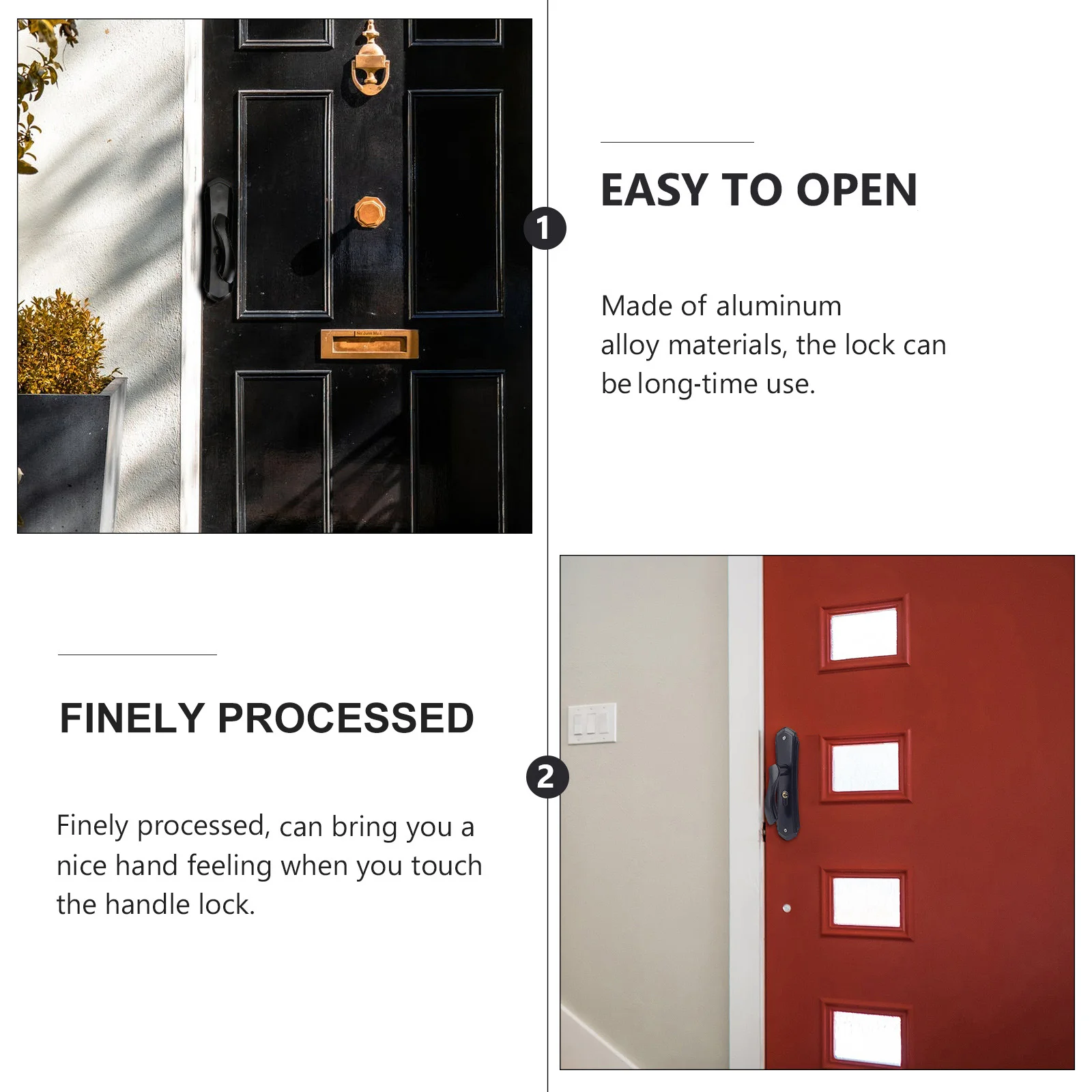 

1pc One-piece Lock Aluminum Alloy Interior Handle European Style Key Locks Single Sided Deadbolt Indoor