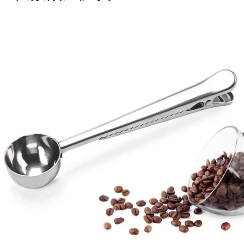 

2-in-1 Stainless Steel Coffee Measuring Coffee Scoop Multifunctional Food Sealing Clip Tea Milk Powder Scoop Coffee Accessories