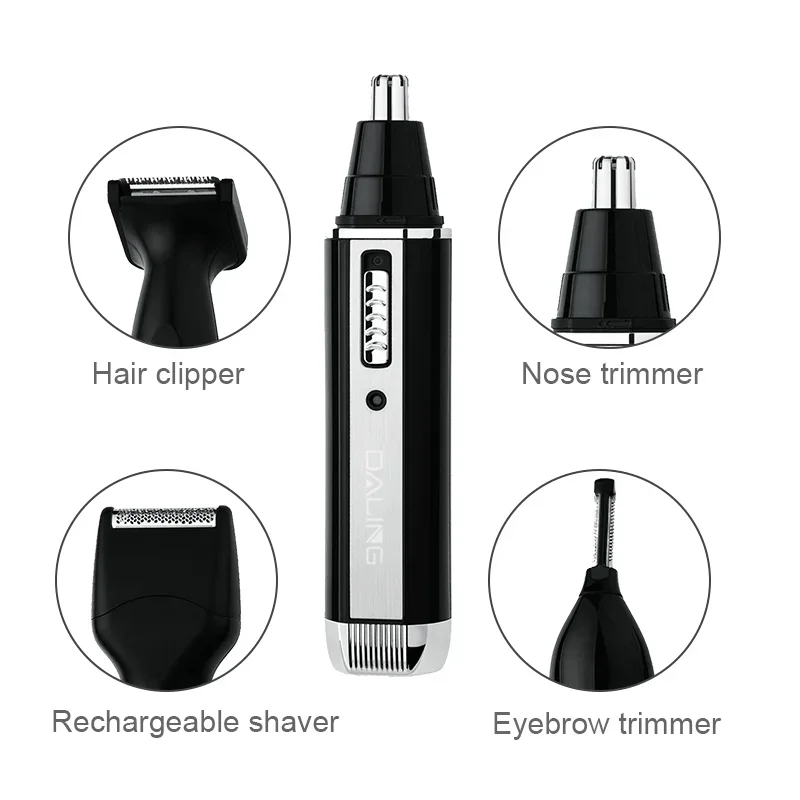 DALING DL-7003 multifunctional portable  nose hair trimming, hair cutting, shaving, eyebrow trimming 4 in1 barber grooming kit