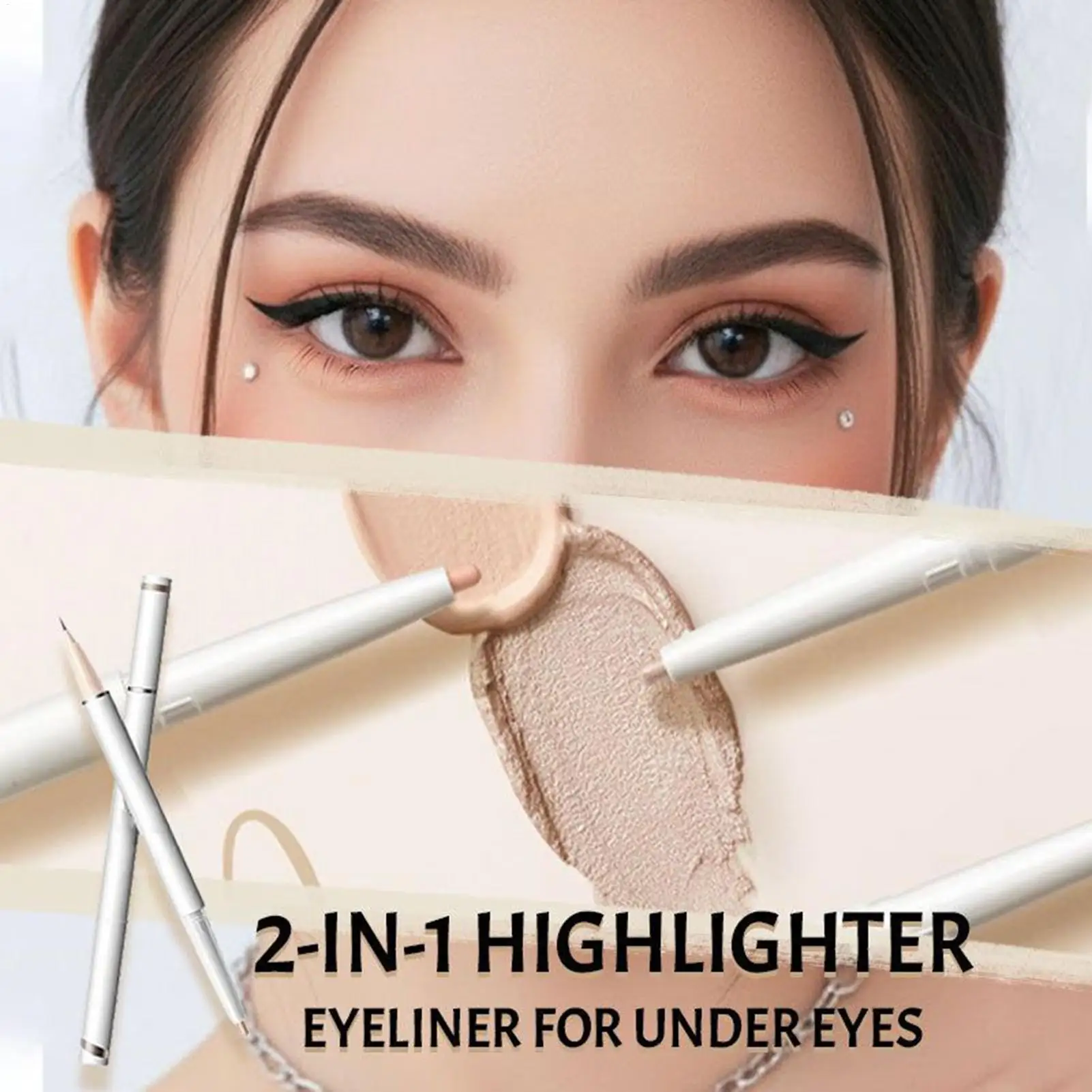 Augenaufheller-Stift, 2-in-1, langlebiger Schattenkosmetik-Stift, Textmarker unter dem Eyeliner für Frauen, Schönheitshaut, reifes Gesicht