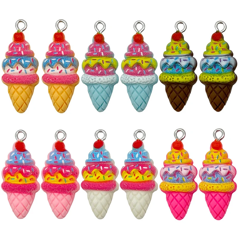 

100 шт./лот, ювелирные аксессуары, имитация смолы, мороженое в форме для подвесок, браслет, ожерелье, кулон