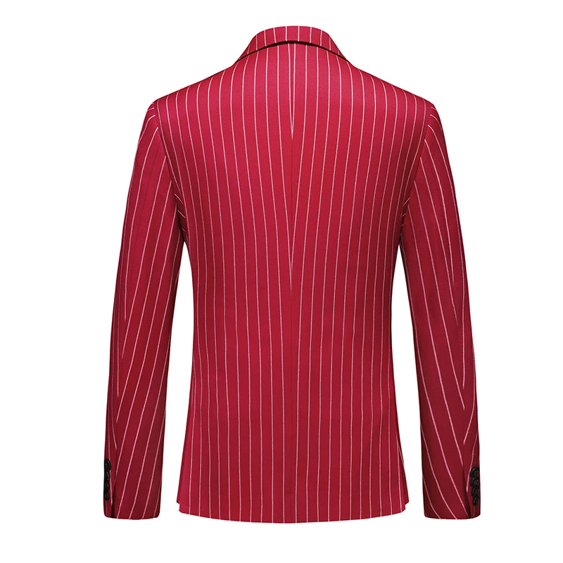 (Jacket + Pants) New Men Business Social Striped Suits Black / White Autumn Winter Male Wedding Party Dress Blazer and Trousers