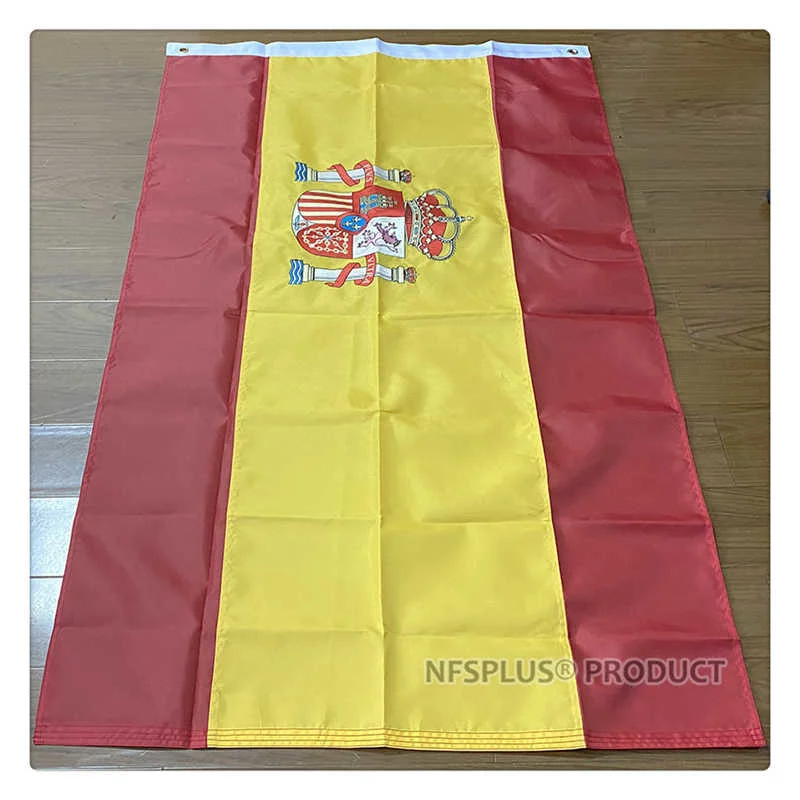 Embroidered Spain Flag Outdoor Durable Waterproof Thicken Oxford Fabric 90x150cm Home Garden National Spanish Flags Banners