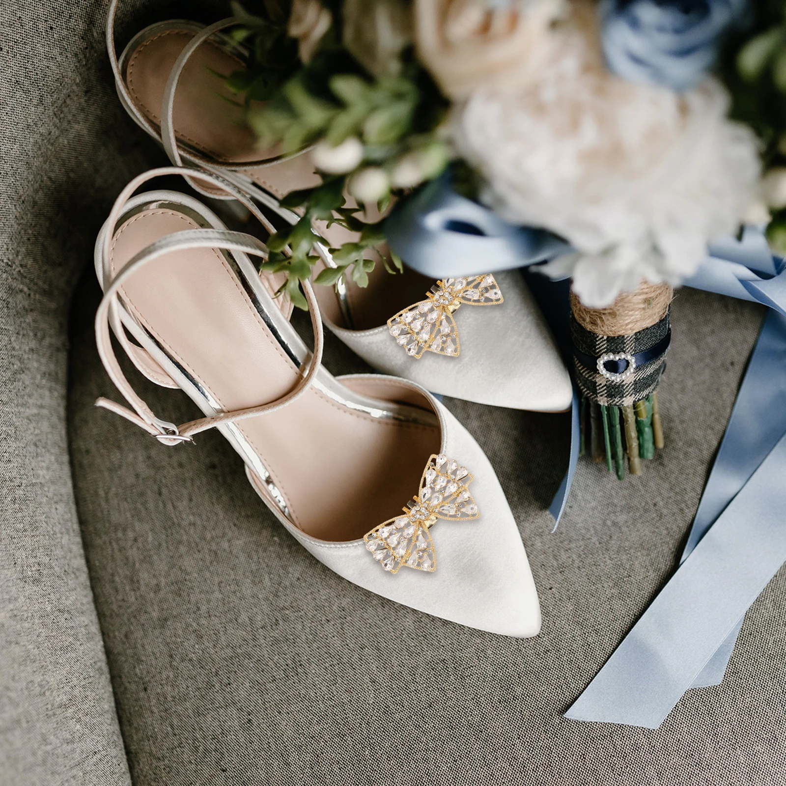 

1 Pair Sparkling Rhinestone Bowknot Shoe Clips Women Elegant Bridal Wedding Buckles Decorative Embellishments Replacement