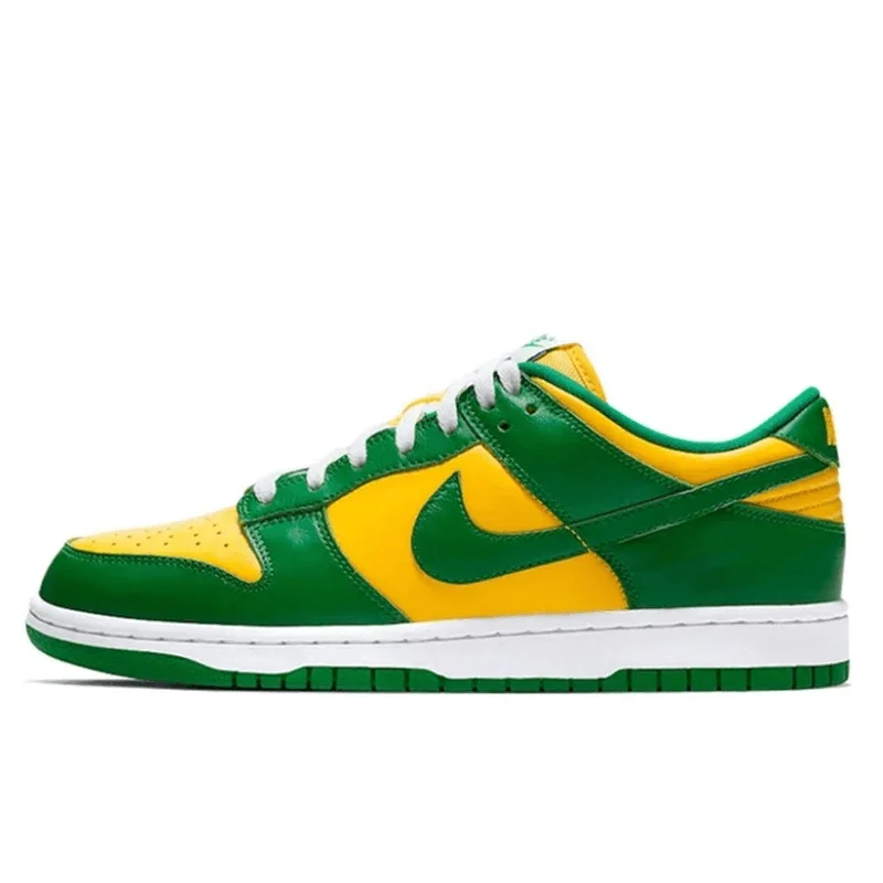 Nike Dunk Brazil Women's and Men's Skateboarding Shoes Wrapped Non-slip Wear-resistant Low-top Board Shoes Brazil Yellow Green