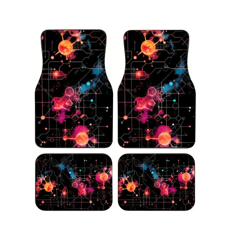 

4Pcs Cyberpunk Space Circuit Board Print Car Floor Mats Universal Non-slip Waterproof Floor Mats for SUV Truck Interior Decor