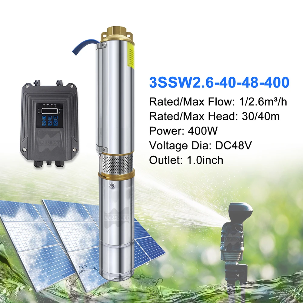 

400W 48V Solar Brushless Water Pump With External Controller Water Flow Rate 3000 Liters Per Hour Solar DC Screw Deep Well Pump