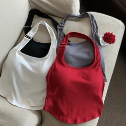 Comfortable and close fitting Open back Slim fitting top Suspender Short Sleeveless With chest pads Clothing female