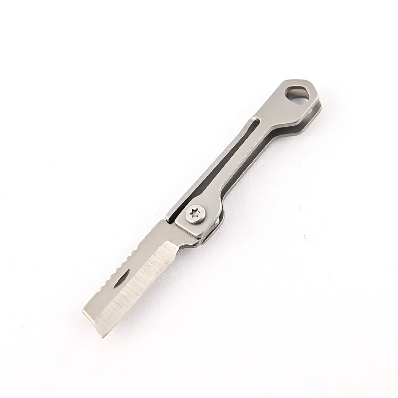 Stainless Steel Folding Knife with Keychain Mini Square Head Pocket Knife Express Delivery Unpacking Knifes Hand Cutter Tools