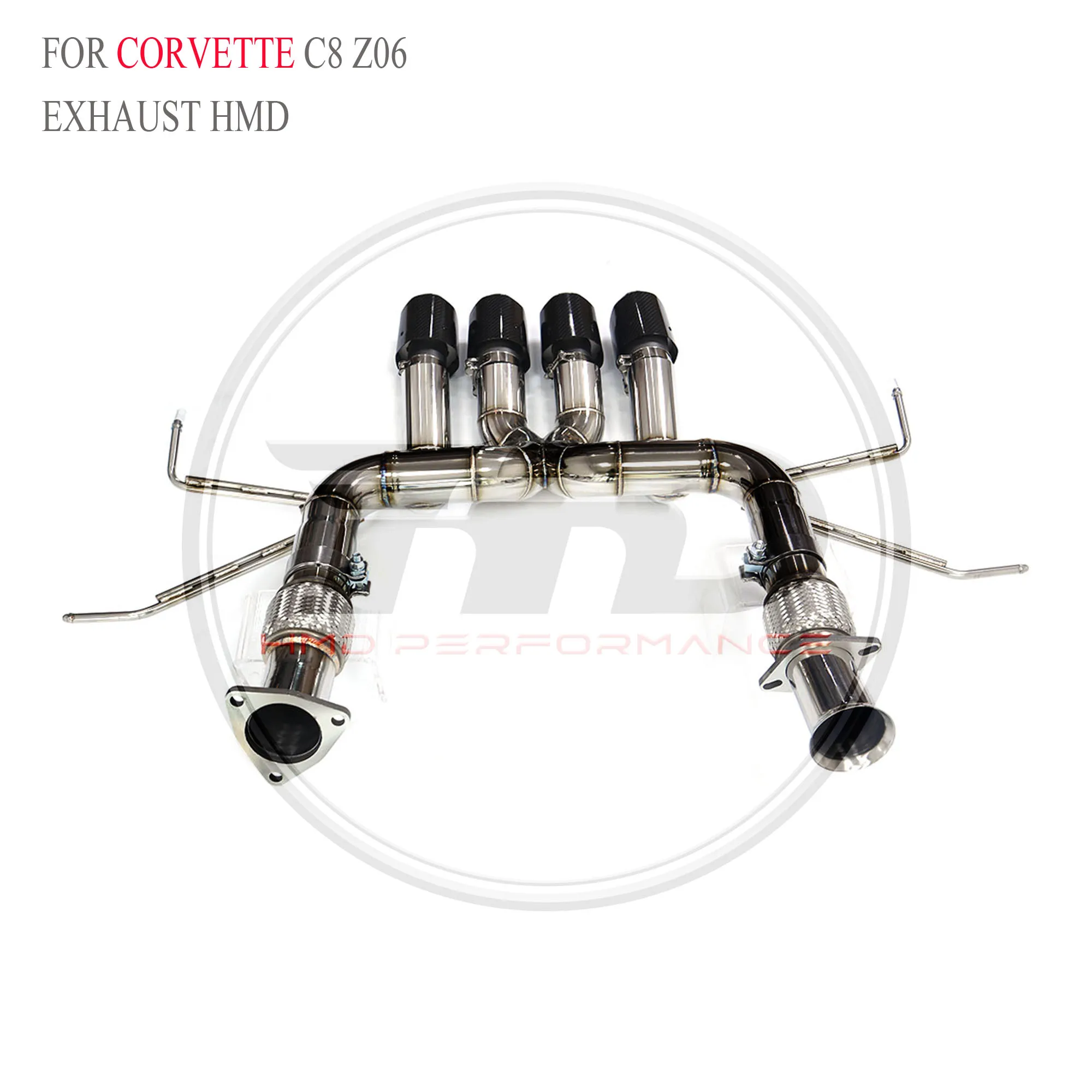 Personalizzazione esclusiva HMD SS304 Catback per Corvette C8 Z06 Tubo dritto senza valvola Downpipe di scarico con catalizia