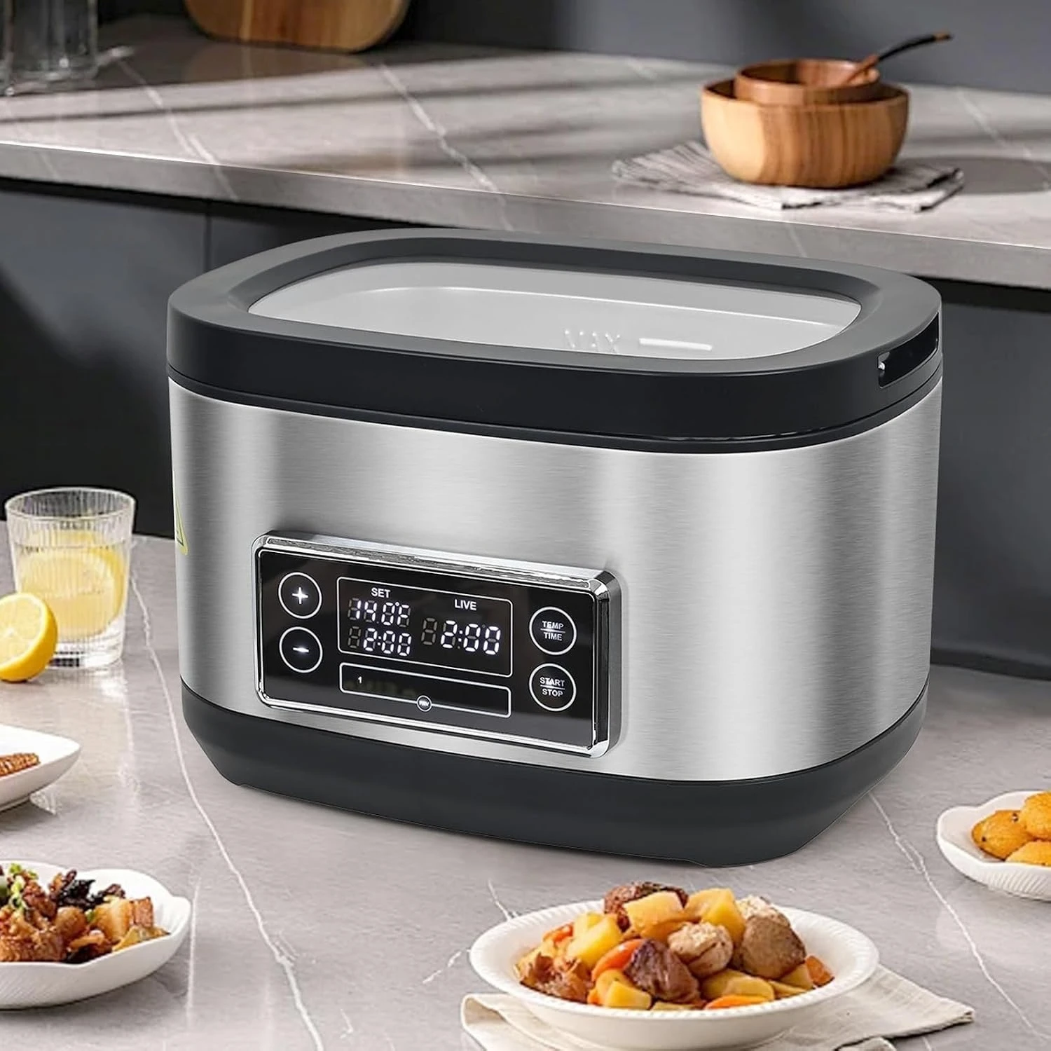 1000W 8 Quart All-in-One Sous Vide Cooker, Precise Temp Control, 3D Water Circulation, Easy to Set Up, for Steak, Chicken and More Cooking Prep
