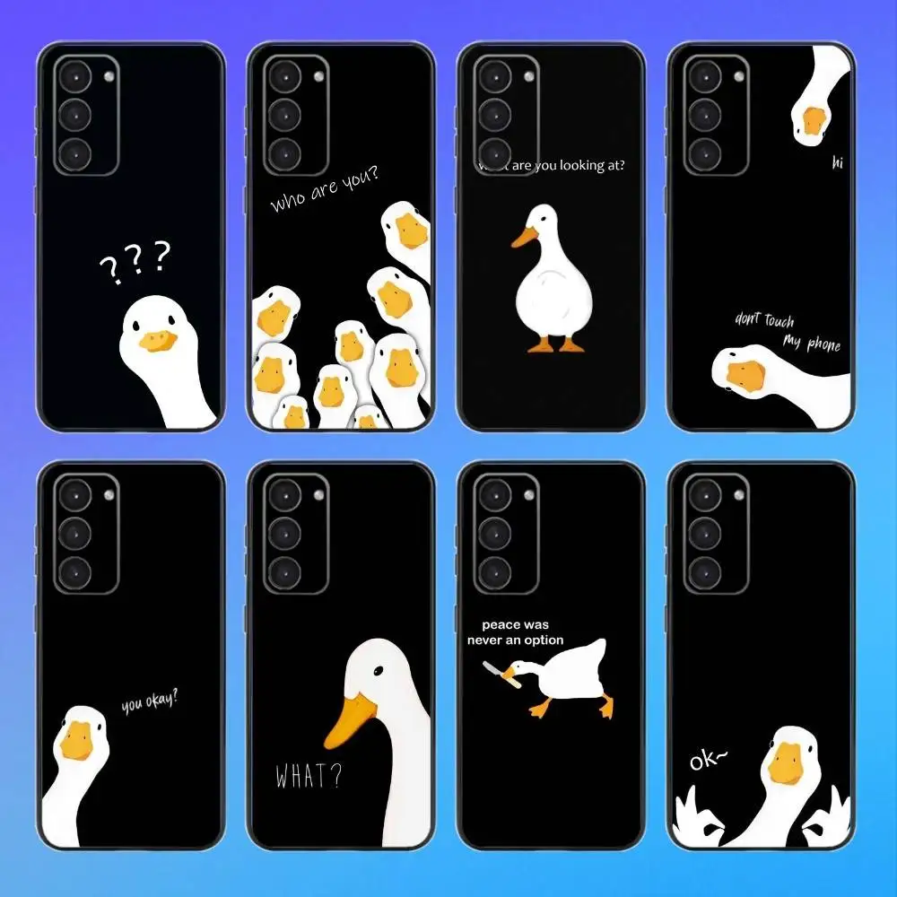 

Cartoon Doubt Duck Black Soft Phone Cover Case for For Samsung Galaxy A73,A72,A71,A53,A52