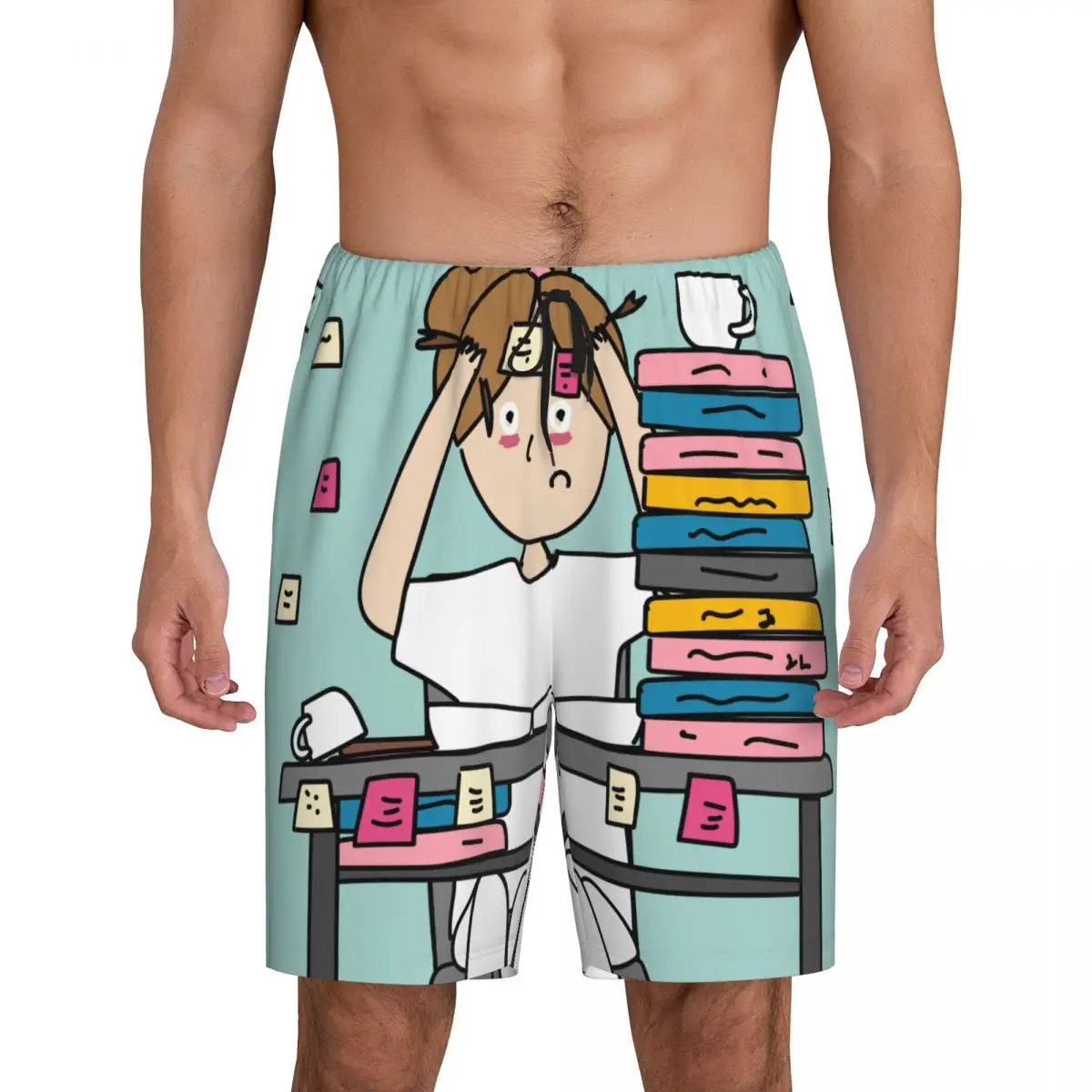 Custom Enfermera En Apuros Nurse Medical Health Pajama Bottoms Men's Lounge Sleep Shorts Drawstring Sleepwear Pjs with Pockets