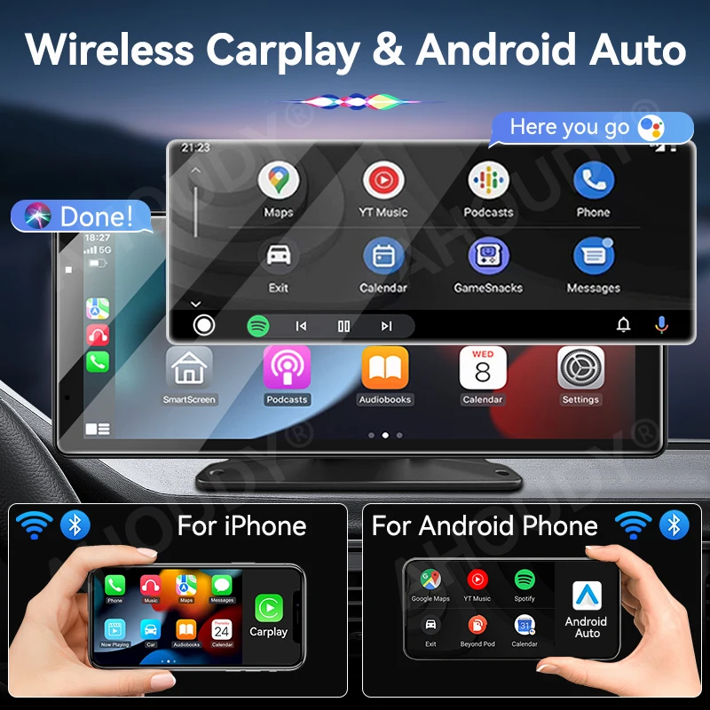 AHOUDY 9 "راديو السيارة مشغل فيديو الوسائط المتعددة المحمولة اللاسلكية Carplay أندرويد السيارات لتحديد المواقع والملاحة شاشة لمس عالمية BT IPS