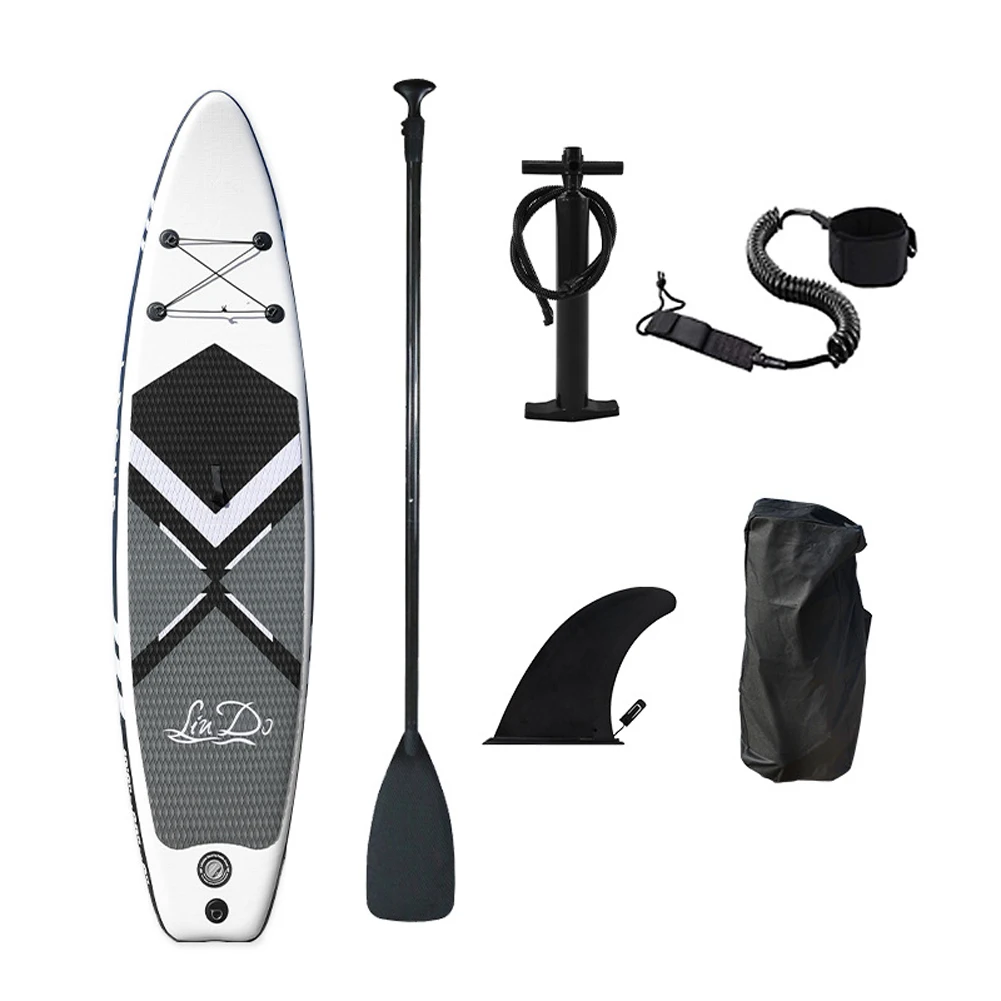 3.2m SUP Board Inflatable Stand-up Paddle Board 2-layers Surfboard Water Sport Kayak Surf Set with Paddle Tail Fin Foot Rope New