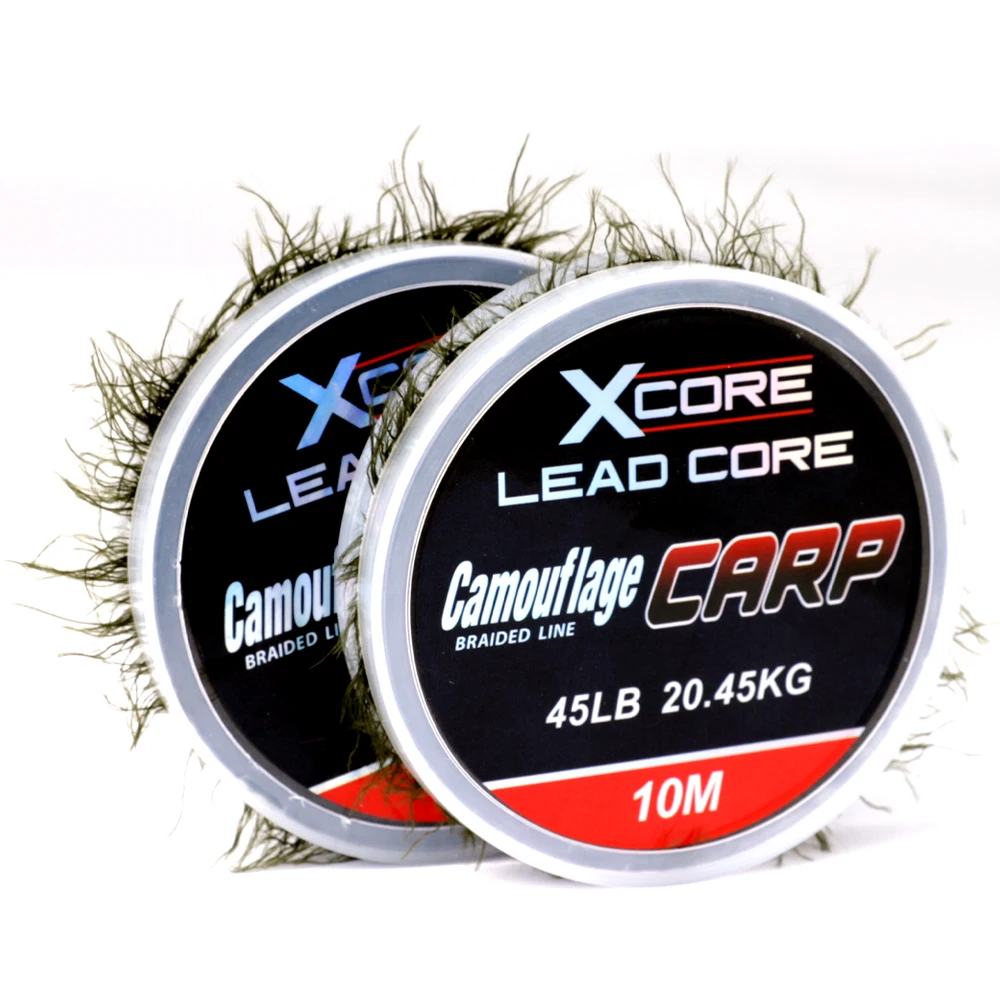 FTK Carp Fishing Leadcore Line 10m 45/55LB Leader Camo Weed Effect for Carp Chod Hair Rigs Fishing Tackle Line Weed Line