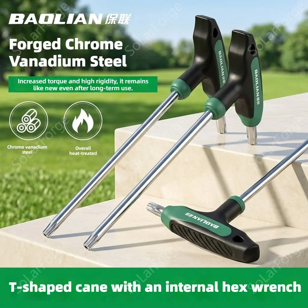 T-handle Torx Wrench, CR-V Steel Long Shaft Star Screwdriver, Non-slip Grip, Hand Tool for Moto Repair, Multiple Sizes T10-T50