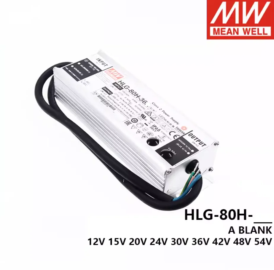 MEAN WELL 80W Constant Voltage + Constant Current LED Driver HLG-80H-12A HLG-80H-15A HLG-80H-20A HLG-80H-24A HLG-80H-30A HLG-80H