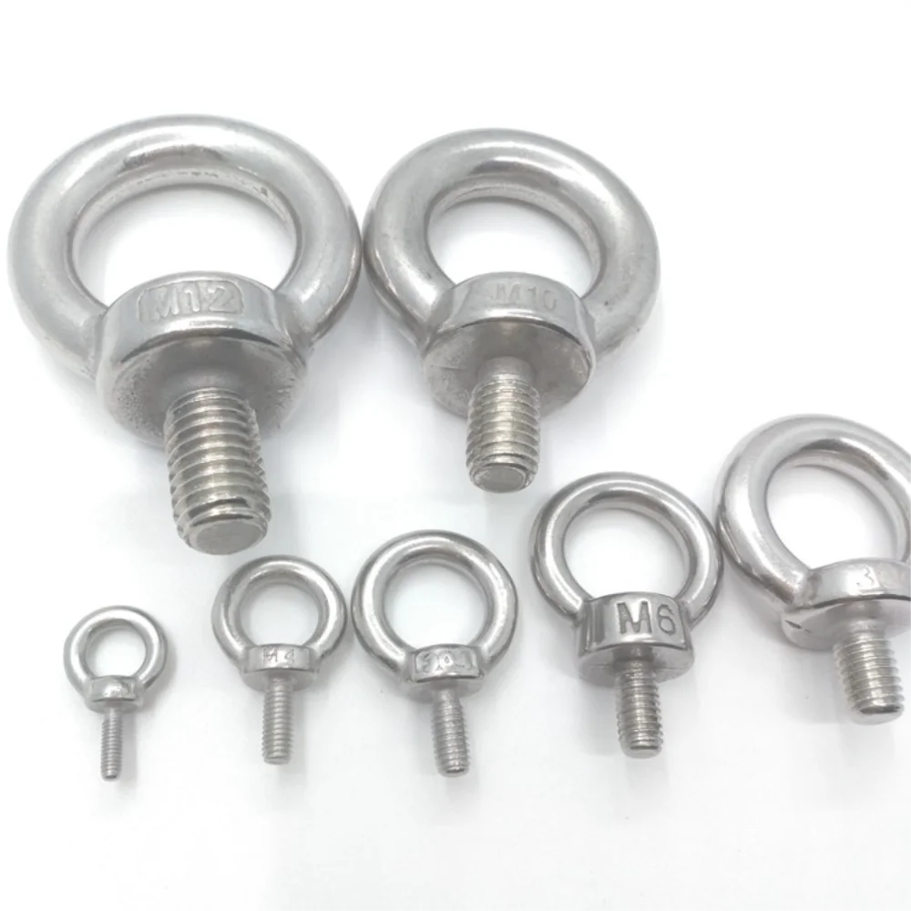 1-5pcs M3 M4 M5 M6 M8 M10 M12 DIN580 Eye Bolt 304Stainless Steel Marine Lifting Eye Screws Ring Loop Hole for Cable Rope Eyebolt