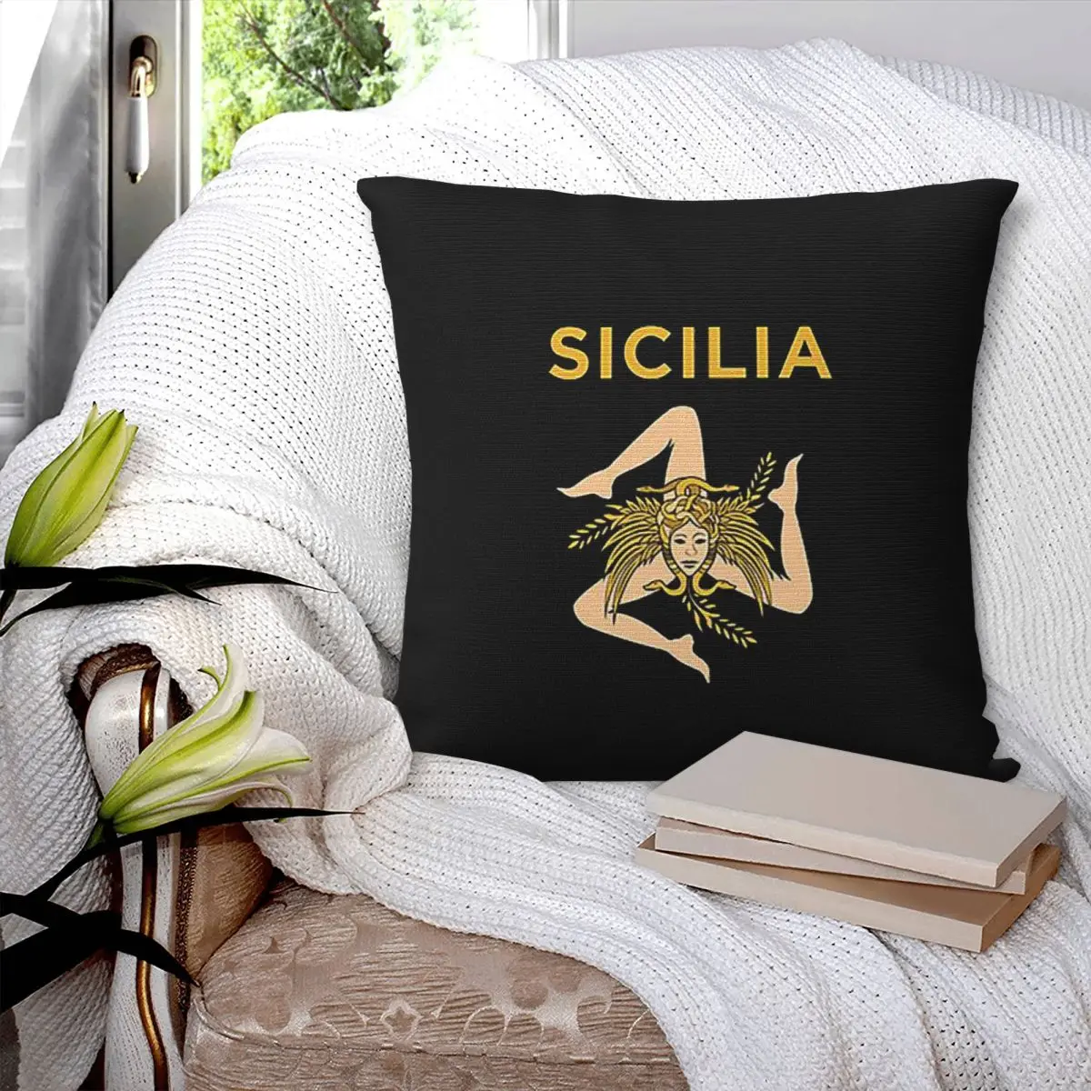 

Sicily Trinacria Square Pillowcase Cushion Cover Pillow Case Throw Pillow Cover for Home Sofa Living Room