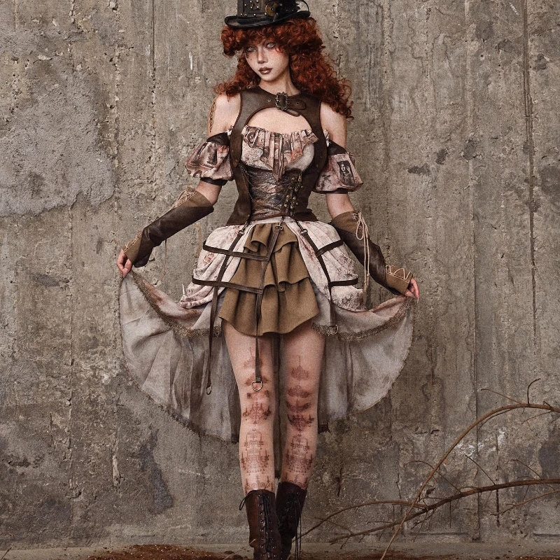 Original PU Retro Punk Design Vest Birdcage Tank Top