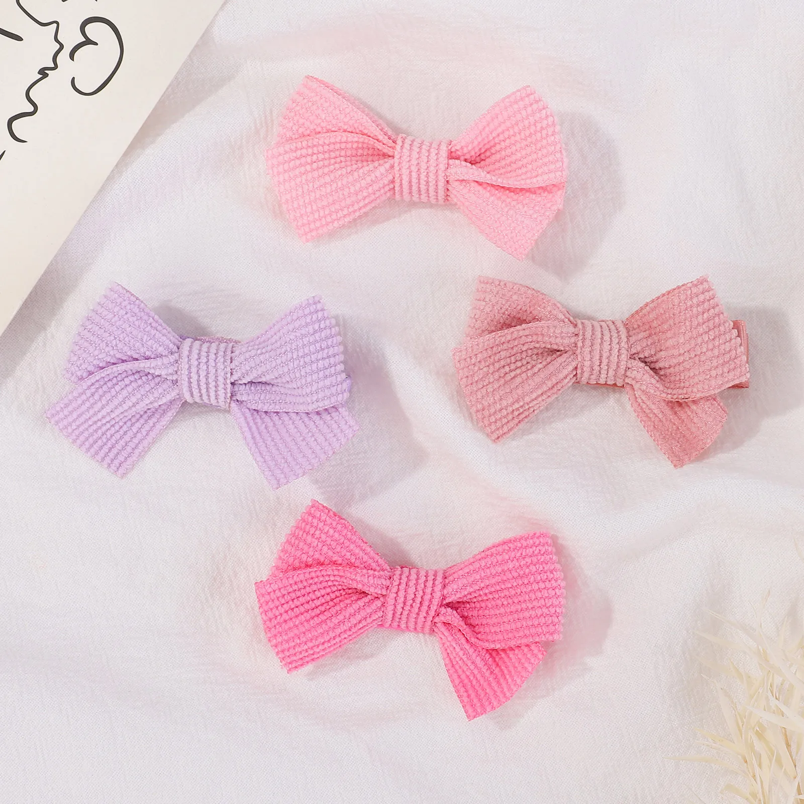 

2Pcs Solid Baby Princess Hairpins Hair Bows Corduroy Safe Hair Clips Barrettes Girls Infants Toddlers Baby Hair Accessories Gift