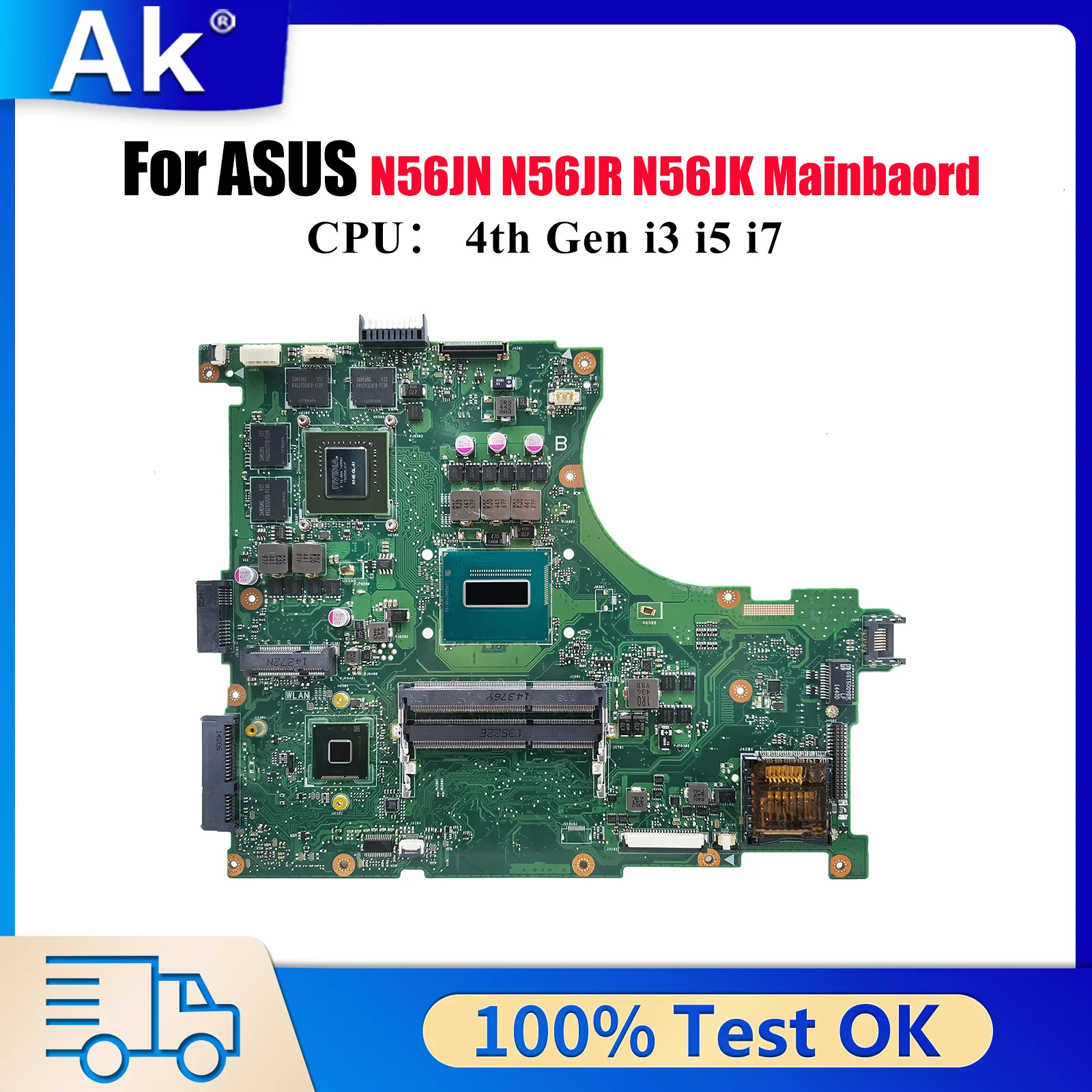 

N56JR Материнская плата для ноутбука ASUS N56JR N56JN N56J N56JK Материнская плата для ноутбука с процессором i3 i5 i7 100% тест ОК быстрая доставка stk
