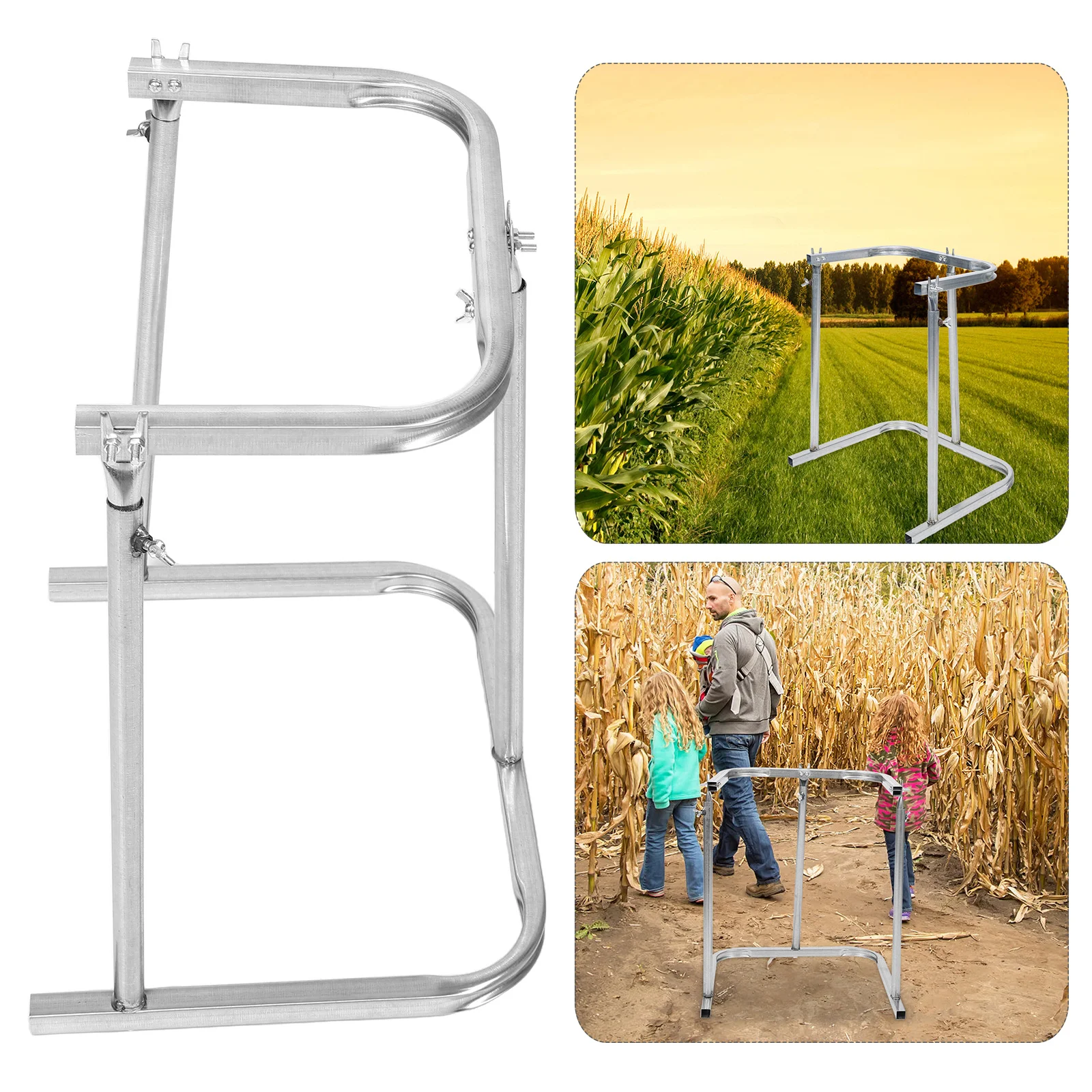 

Outdoor Garbage Bag Holder Leaf Bag Stand Heavy Duty Metal Portable Yard Waste Station for Camping Gardening Lawn Silver