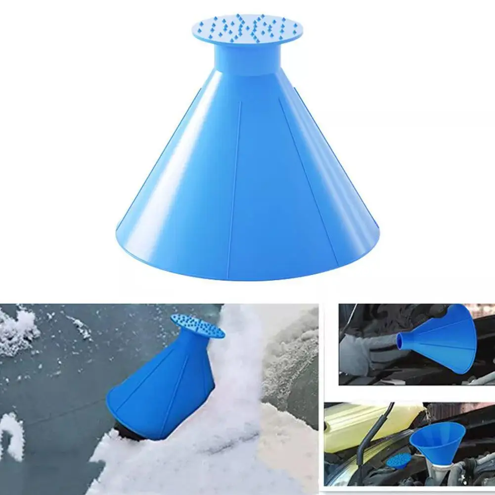 Winter Auto Car Magic Window Windshield Ice Scraper Oil Funnel Snow Remover Shovels Deicer Cone Tool Scraping A Round Deicing