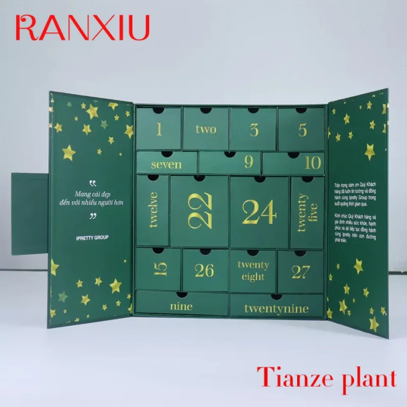 Custom Luxury custom chocolate cosmetic cardboard advent calendar packaging gift boxes for