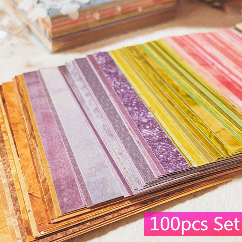 100 sztuk kolorowe tekstury tło papier typu kraft śmieci Journal Planner Scrapbooking Vintage Decoupage dekoracje DIY albumy ze zdjęciami