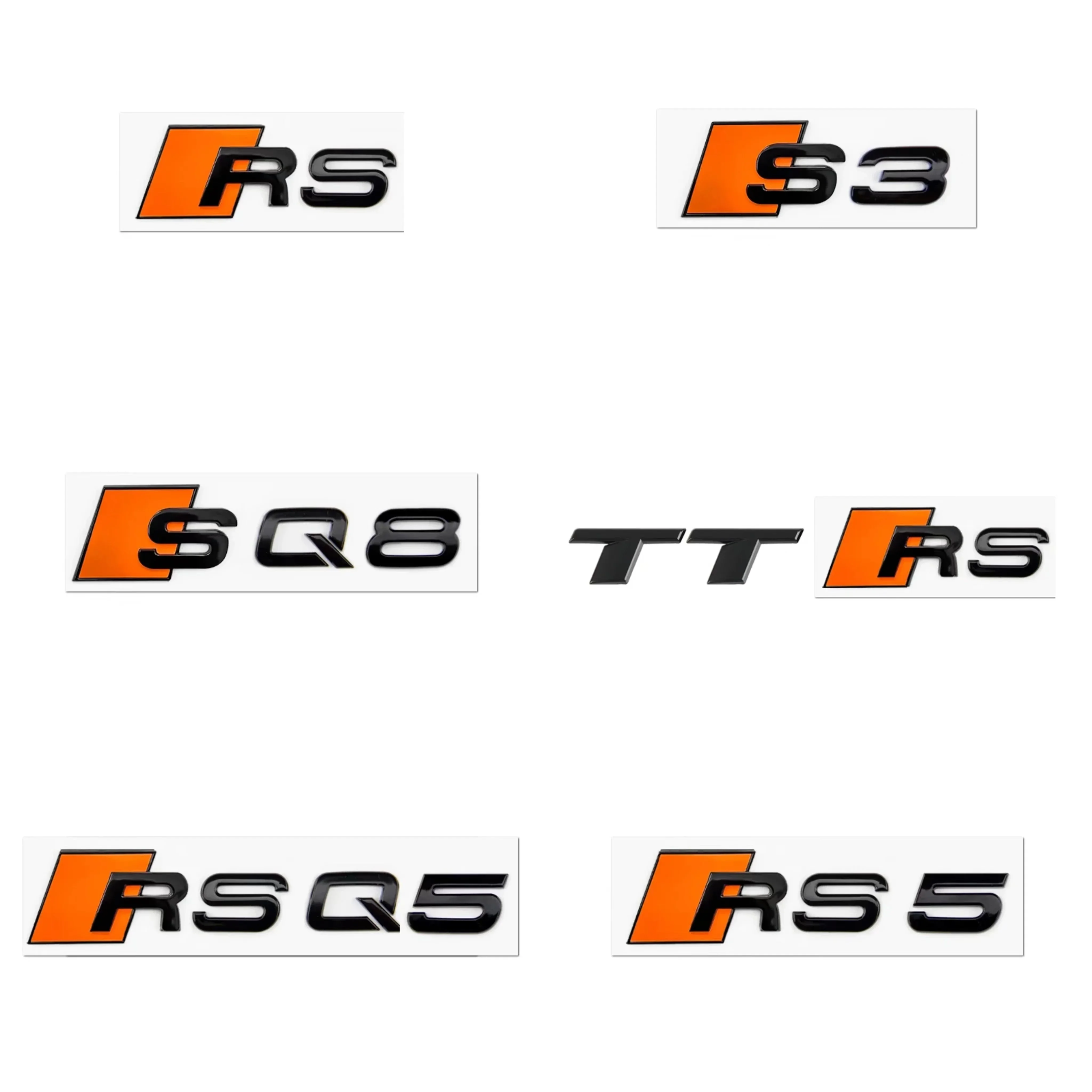 

3D металлический оранжевый автомобильный хвостовой значок для Audi RS3 RS4 RS5 RSQ3 RSQ5 S3 S4 S5 S6 S7 S8 TTRS TTSLogo Эмблема Значок с именем Аксессуары