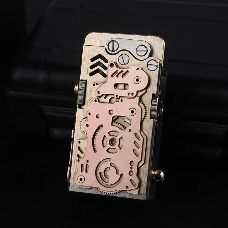 Brass mechanical gear lighter Semi automatic retro sentiment Removable kerosene lighter Best Gift