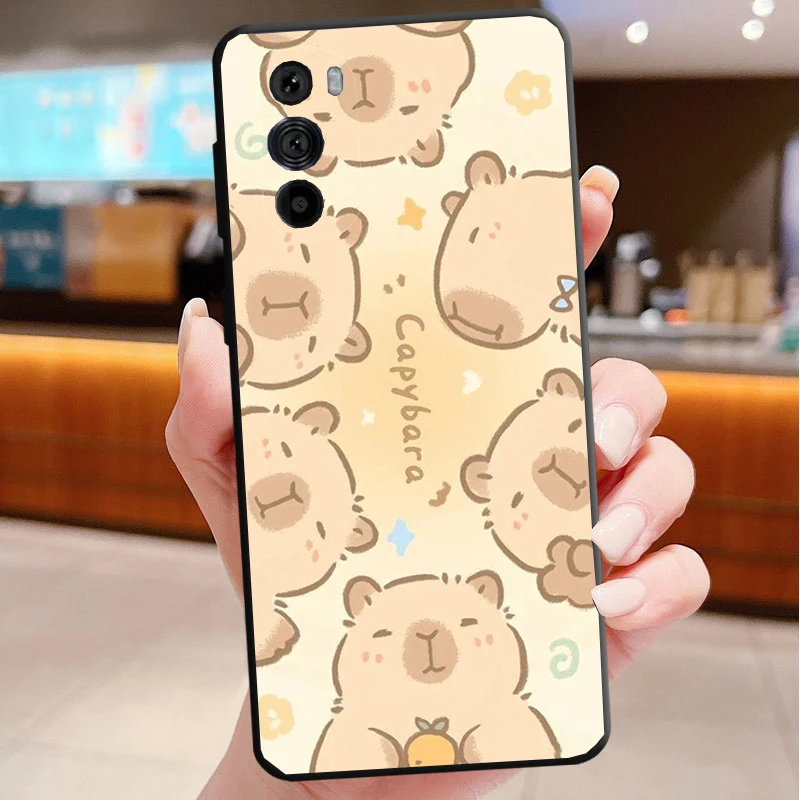 

Cartoon Cute capybara Funda Phone Case For Motorola Edge 50 40 Pro 60 50 40 30 Ultra Neo Fusion Moto G Play G Stylus G Power G