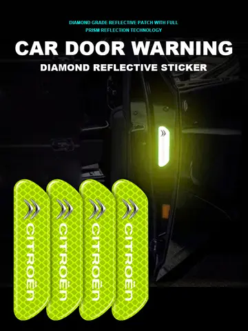 4PCS/set Car Reflective Safety Strip Sticker Styling For Citroen C1 C3 C4 C5 C6 2CV VTS Picasso Cross Cactus RD3 C4L DS3 DS4 DS5