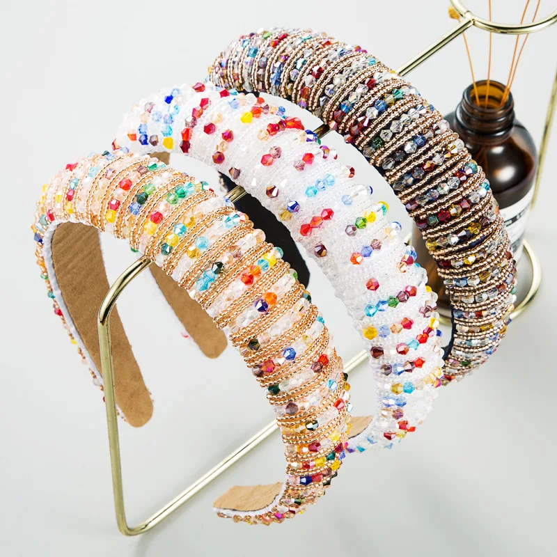 New Luxury Exquisite Hair Hoop Handmade Crystal Rhinestone Beaded Headband Female Hair Accessories