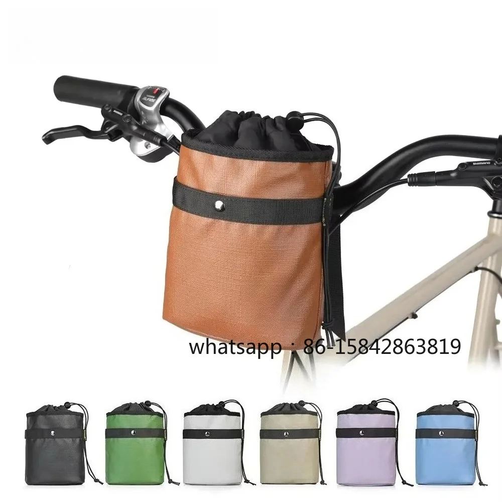 2.5L Morandi Color Bike Handlebar Front Bag, Bicycle Water Bottle Storage Shoulder Bag for Urban Riding Folding Bike