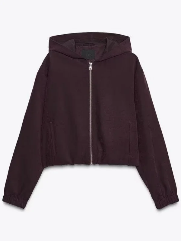 레이드바 아메리칸 슬루 핏 지퍼 후드 파일럿 재킷 신상 가을 여성 패션 폴리에스터 섬유 코트