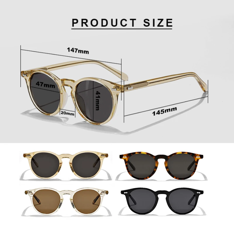 Vintage Round frame fashion acetate sunglasses Ladies Outdoor S505 UV400 hand-designed classic sunglasses can be engraved LOGO