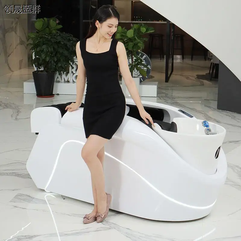 Smart Electric Shampoo Chairs Barber Shop Head Spa Multifunction Massage Shampoo Bed Comfort Salon Furniture Silla Champu FYSB