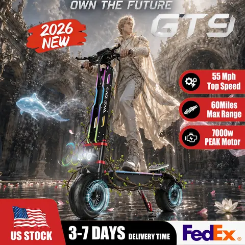 ONECNA NEW GT9 GT8 GT7 Adult Electric Scooter, 5600W/7000W Dual Motors, Maximum Speed up to 45 50 55 MPH, Equipped with 60V 33Ah/38Ah Battery, Maximum Speed up to 50/55 MPH, Large Display Screen, 11 Inch/12 inch Tubeless Tires with LED RGB Lights